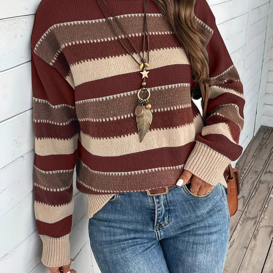 Luana | Farbblock Crew-Sweater mit Rundhalsausschnitt für Herbst & Winter