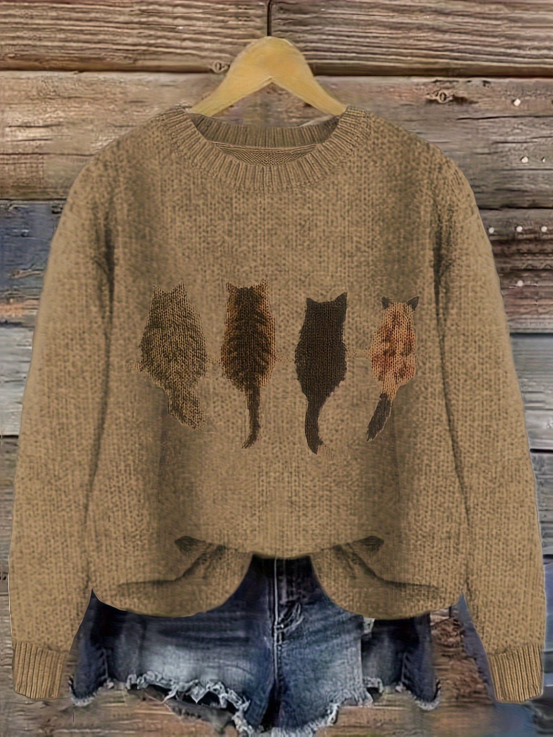 Ginny – Damen Pullover mit Katzen-Print