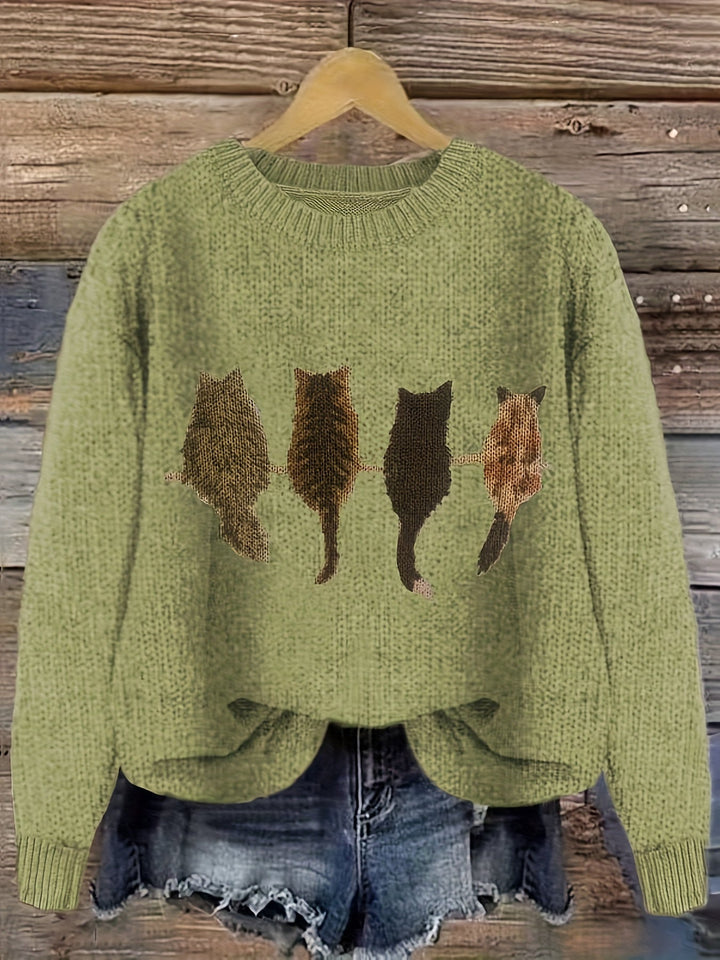 Ginny – Damen Pullover mit Katzen-Print