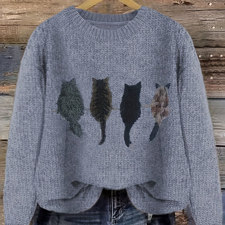 Ginny – Damen Pullover mit Katzen-Print