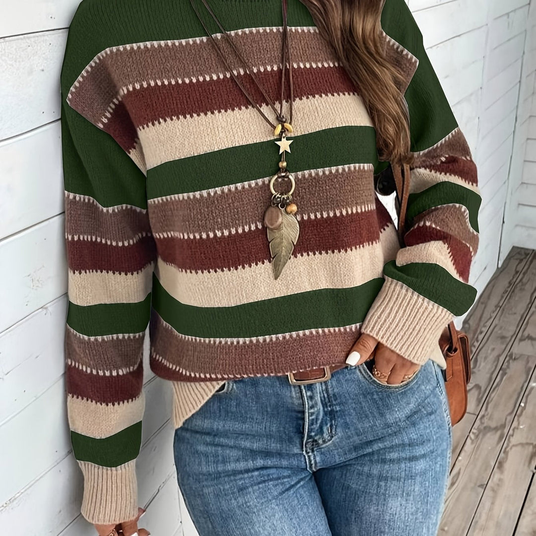 Luana | Farbblock Crew-Sweater mit Rundhalsausschnitt für Herbst & Winter