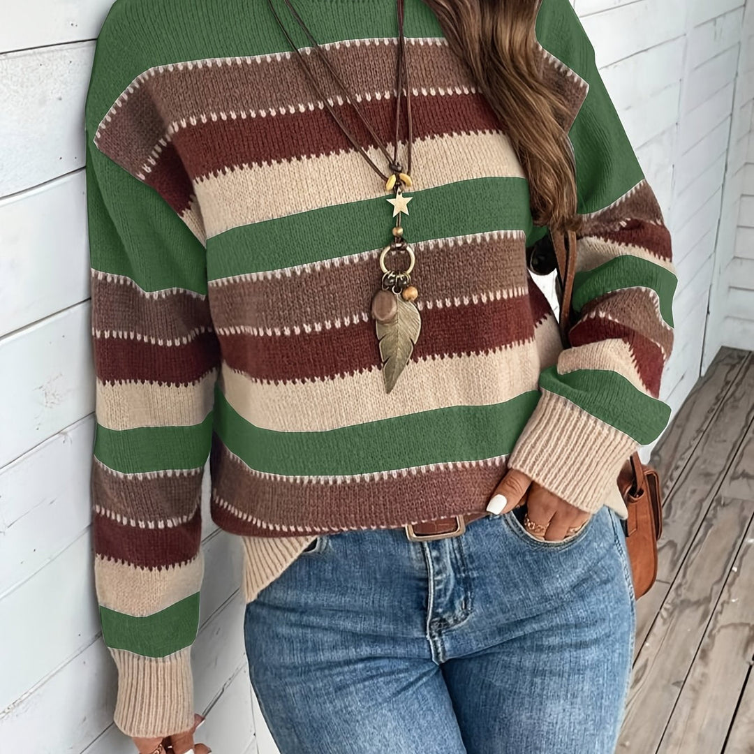 Luana | Farbblock Crew-Sweater mit Rundhalsausschnitt für Herbst & Winter
